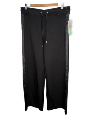 Black Satin-Trim Pants NWT